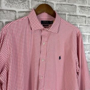 Polo Ralph Lauren Performance Light Pink Gingham Long Sleeve Button Up Shirt XL